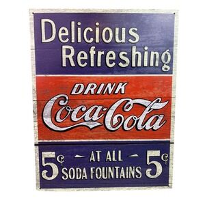 Coca Cola Metal Sign Advertising Rustic Spell Out Wall Decor